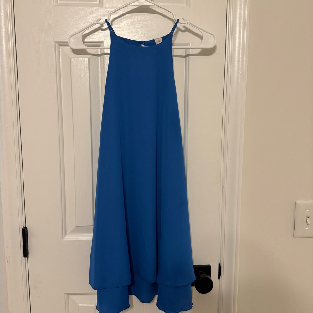 Blue Layered Halter Dress